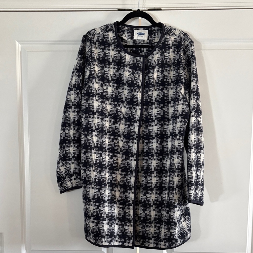 Navy and White Patterned Coat NWT